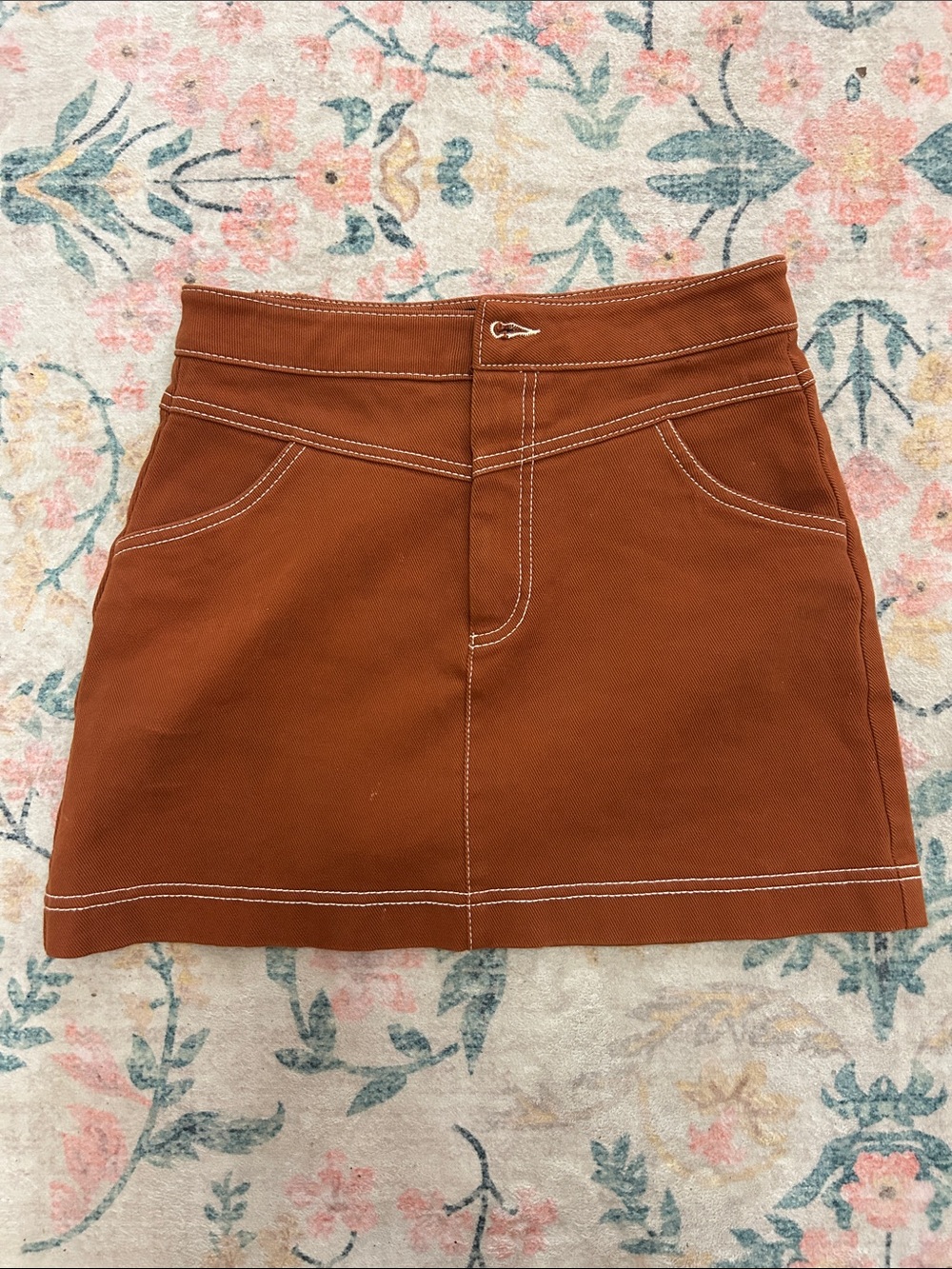 Zara Women’s burnt orange Denim Mini Skirt - Unbranded